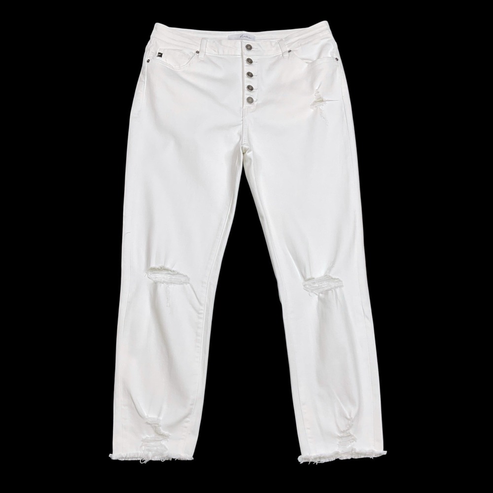KanCan Jeans Women 15/31 (ACTUAL‎ 34x26) White Skinny KC8423 Ripped Raw Cuff